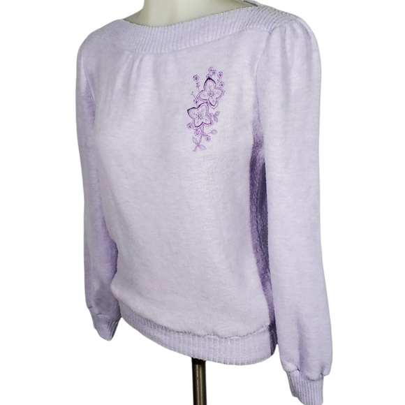VARIETY Purple Boatneck Embroidered Sweater sizeM - Picture 2 of 13